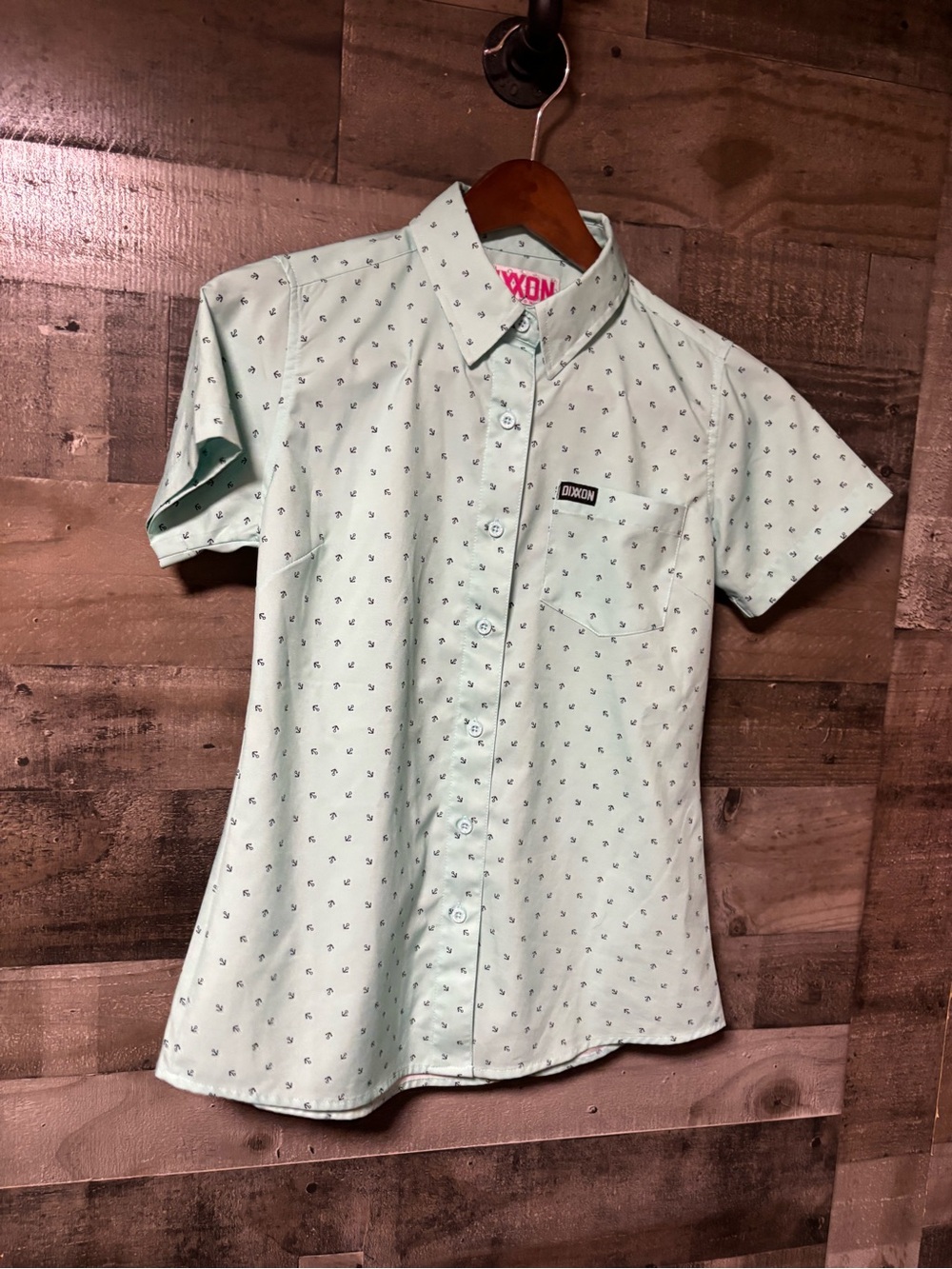 DIXXON Party Shirt Avery Mint Short-Sleeve Button-Down Shirt w/ Achors Small